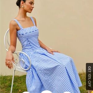 Commense Lace up checkerboard corset dress